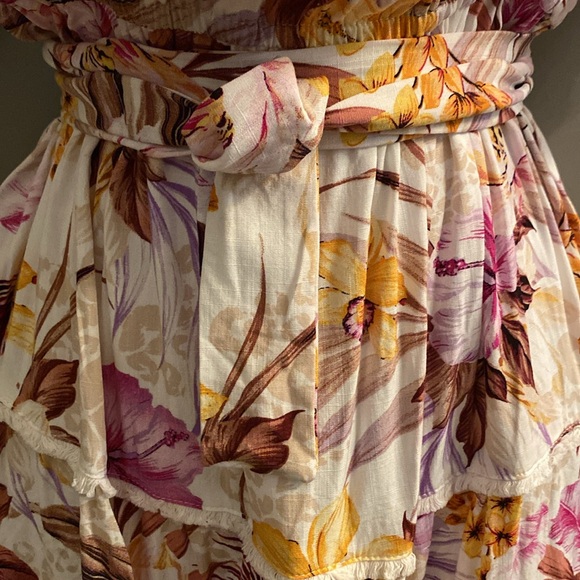 City Chic Mini Ruffle Hot Pink and Gold Floral Ruffle Dress - Picture 4 of 5